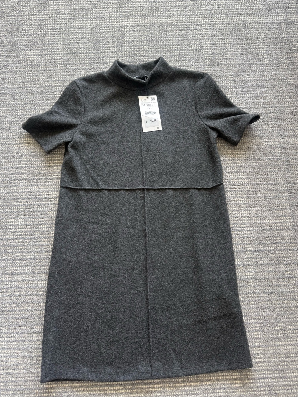 Zara Charcoal Short-Sleeve Knit Dress